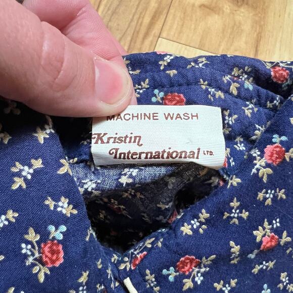 VINTAGE 70s Western Pearl Snap Womens Size 0 Blue Floral Cowgirl Hippie Retro - Picture 4 of 8